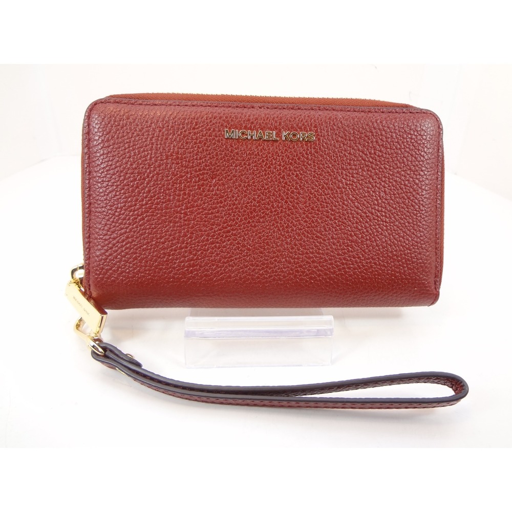 Michael Kors Jet Set Travel‎ Zip Around Wristlet Wallet Oxblood Leather